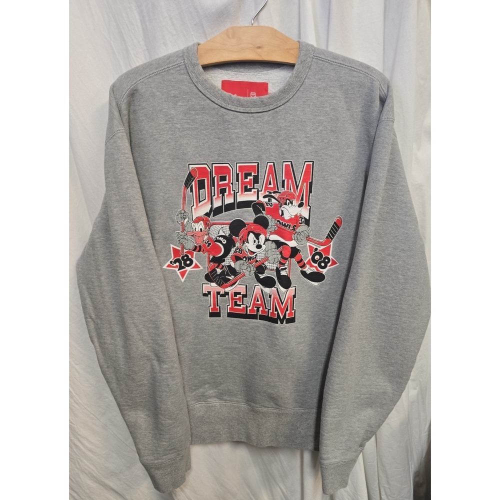 OVO X Disney Dream Team Crewneck Sweatshirt Gray Size L Rare Disneyland